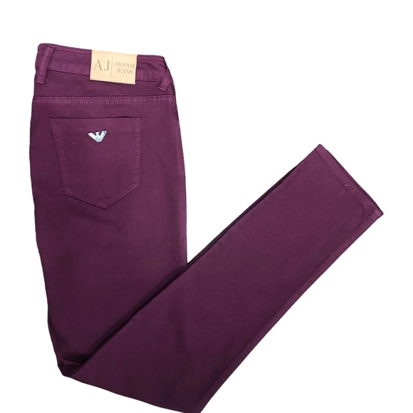 Armani Jeans Burgundy Cotton Pants Size 26 Waist NWOT - Picture 1 of 4